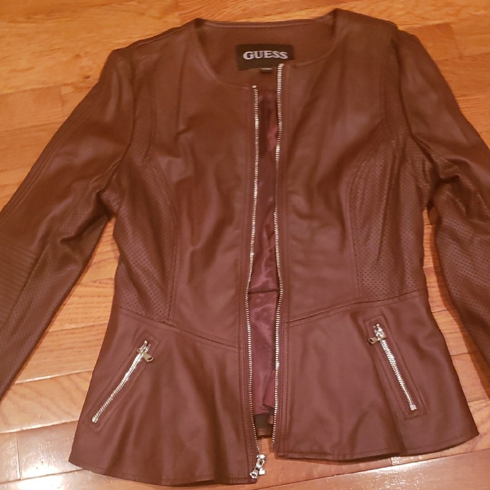 Guess Women's Chocolate Leather Jacket
